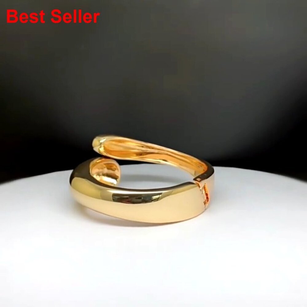 Gold Plated Zinc Alloy Hinged Cuff Bangle Bracelet for Women - Picture 7 of 7